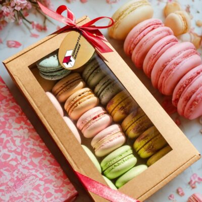 Franču makarūni dāvanu kastītē